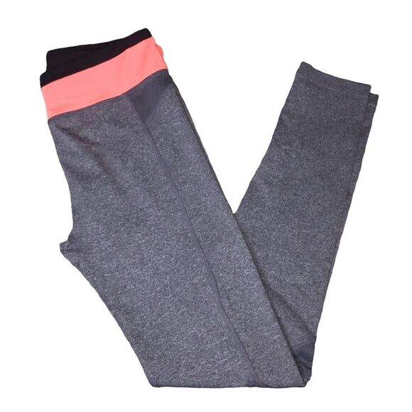 NWOT Zenana Sports Athletic Leggings Large Mesh  Gray Coral Exercise Workout - Picture 1 of 9